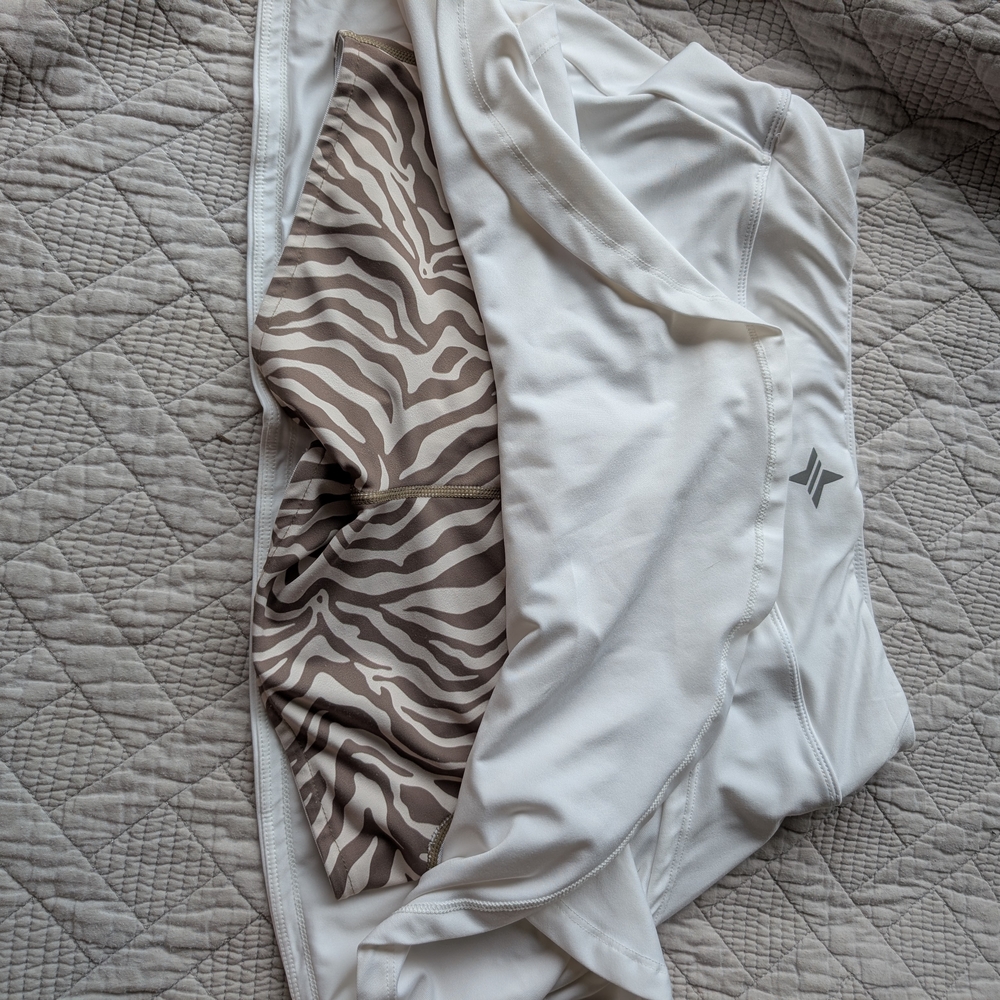 White and Zebra Print Athletic Skirt